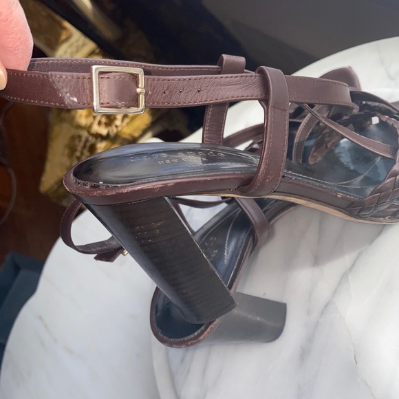 Kate Spade Brown Braided Leather Y2K Vintage  Strappy Sandals Block Heels 9.5 - Picture 8 of 12